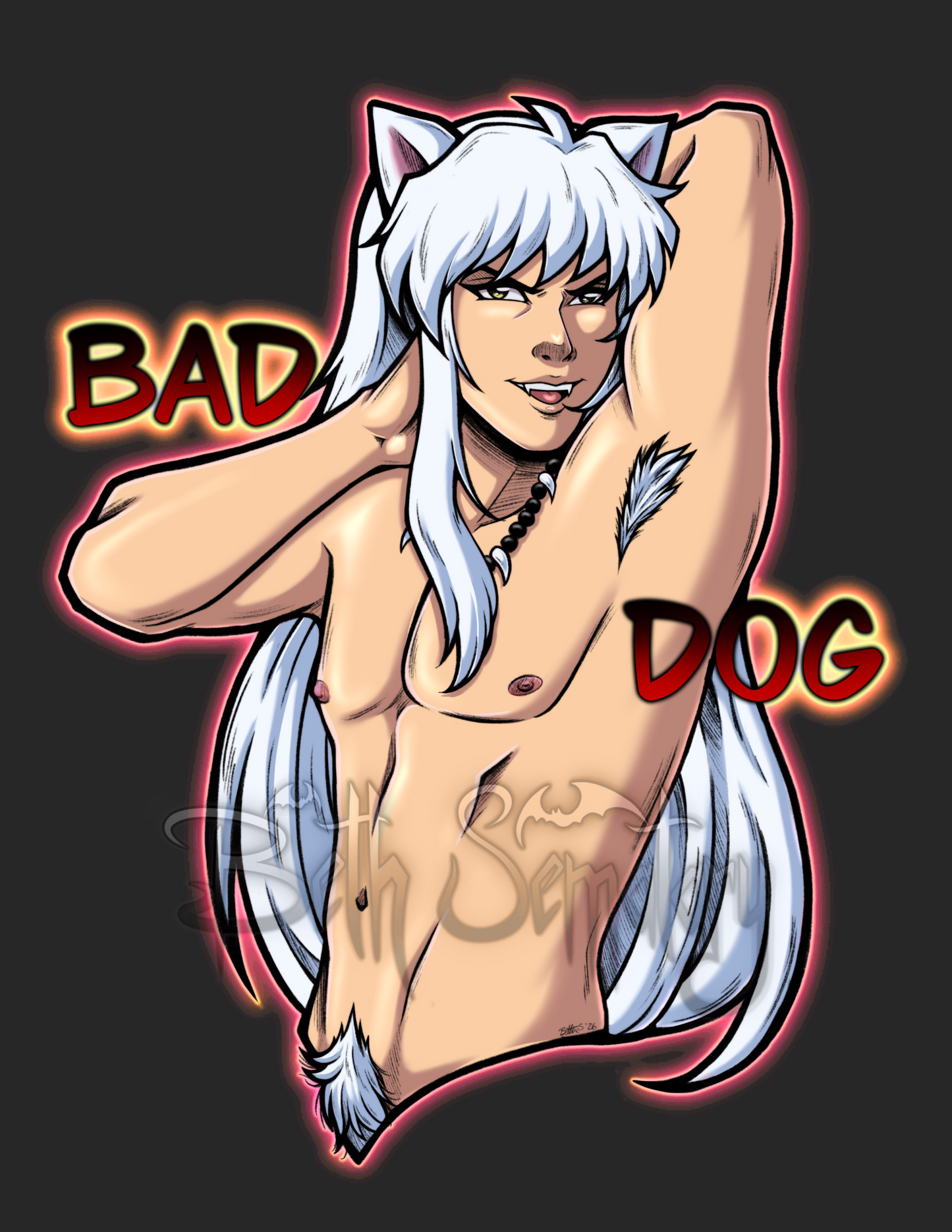 (PREORDER) “Bad Dog” Shirtless Demon Dog Anime Men Variety - 4” Vinyl Matte Sticker