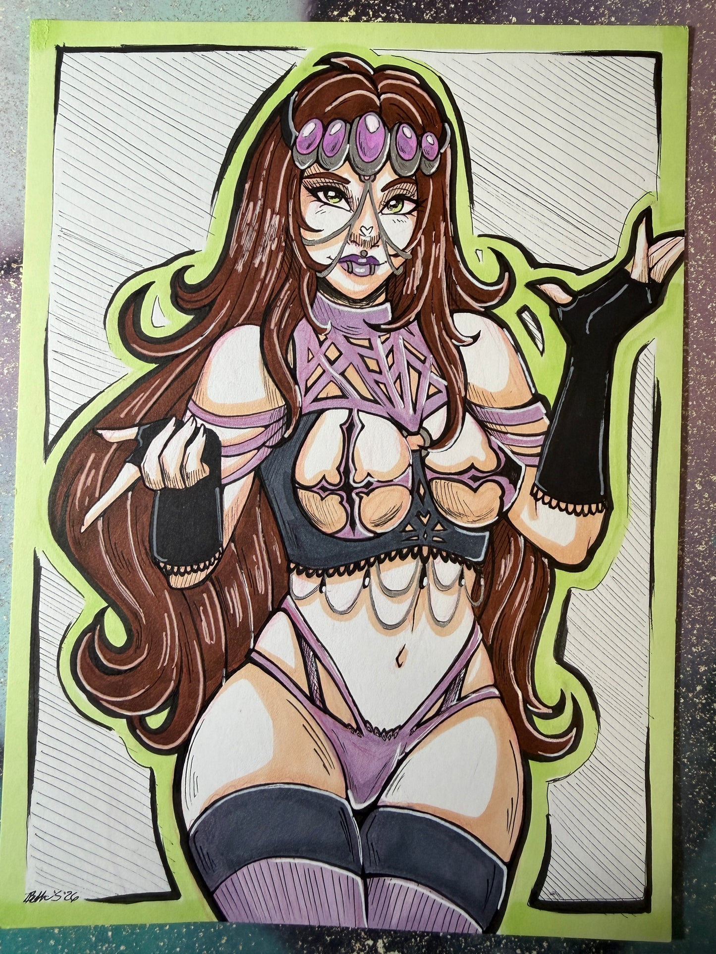Goth Princess 5” Inked Original Artwork