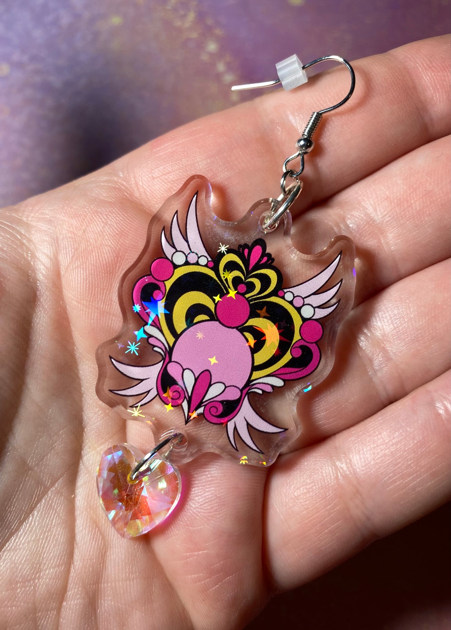 Winged Magical Heart Original Earrings Variety - 2”+