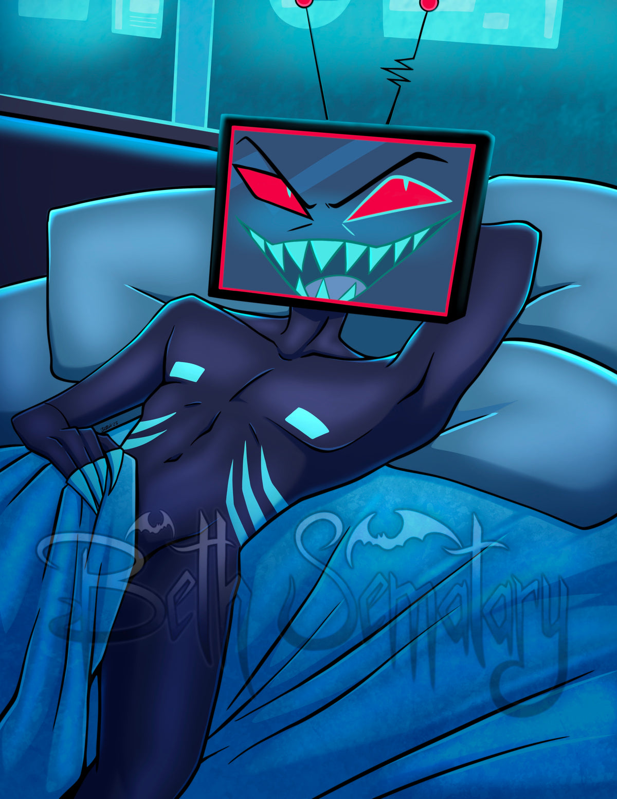 Bedtime Vox (SFW + NSFW) - Hazbin 8.5”x11” Fan Art Print