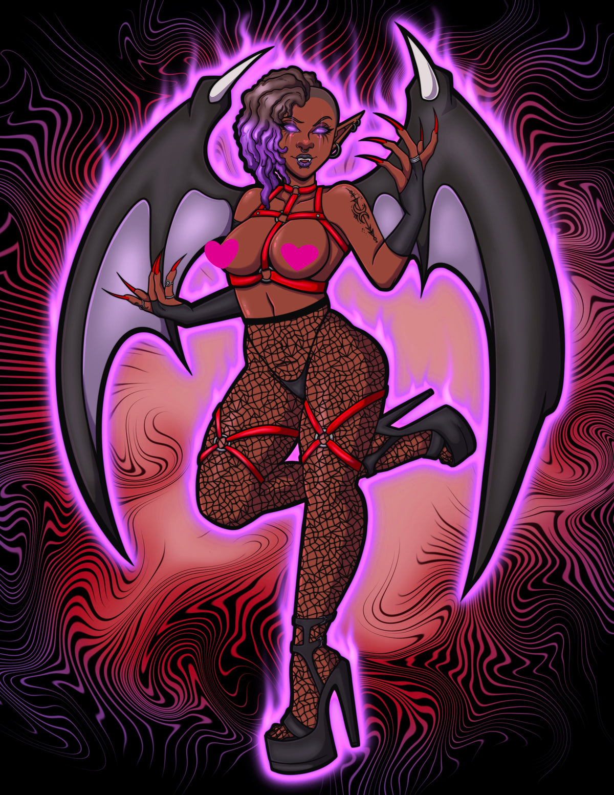 Demon Babe NSFW Original 5x7” Print