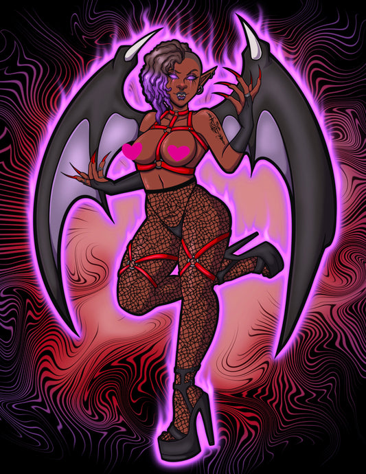 Demon Babe NSFW Original 5x7” Print