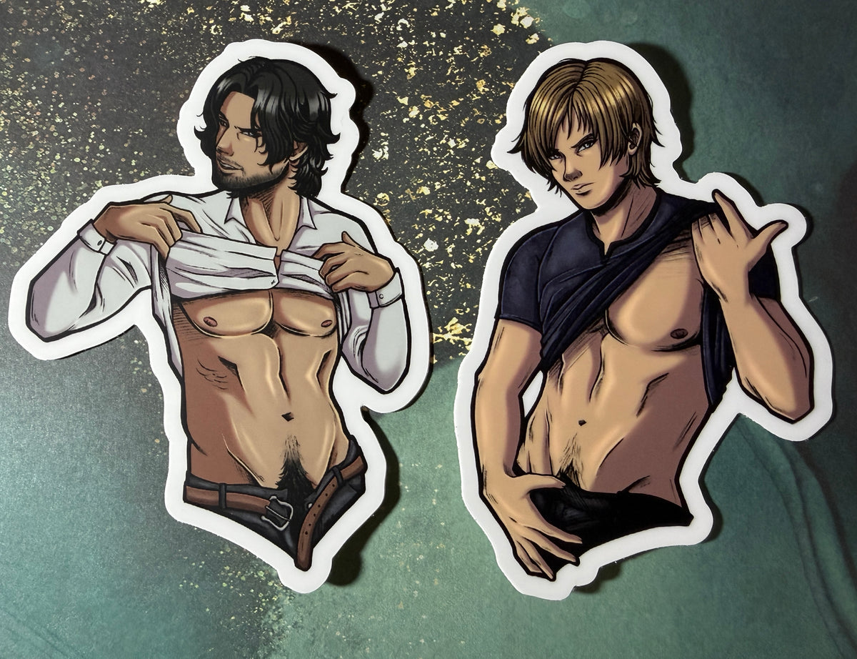 Leon + Luis RE4 4” (SFW + NSFW) Fan Art Stickers